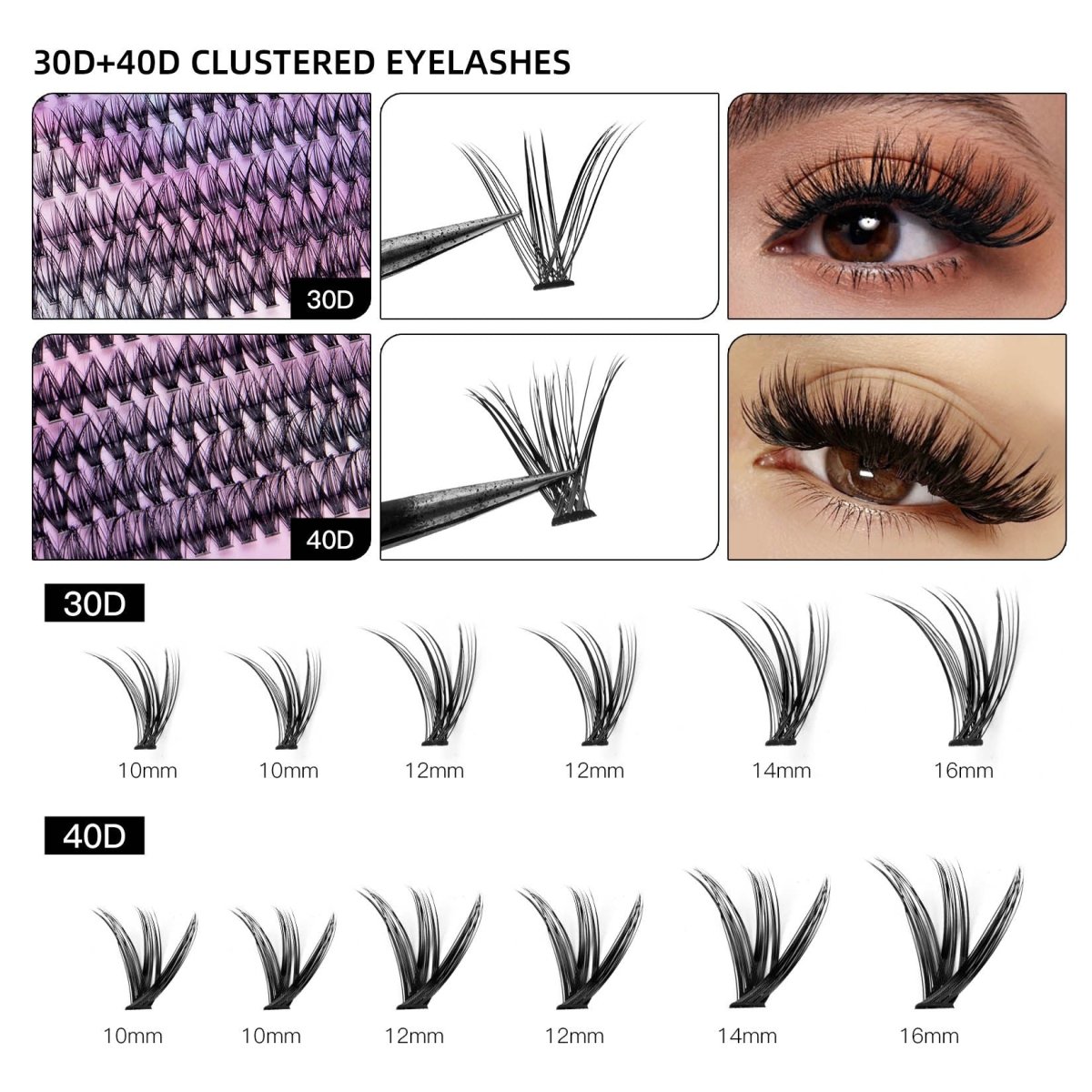 12 Rows Of 30D Plus 40D Clusters Of 240 Segmented Lashes Set - Sweet Essence4