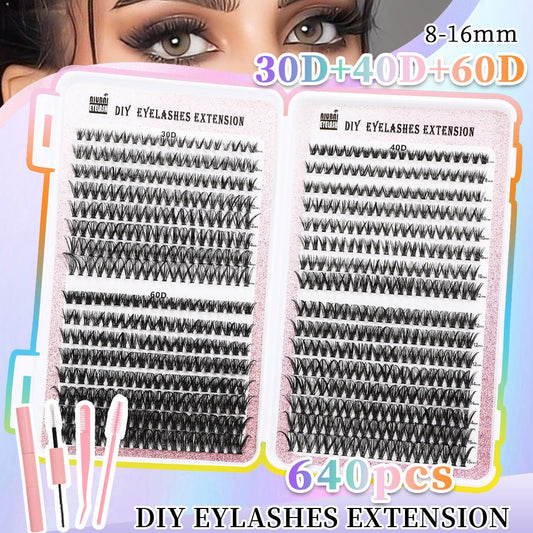 32 Rows Of Eyelashes Book Cluster 640 Segmented Lashes Set - Sweet Essence4