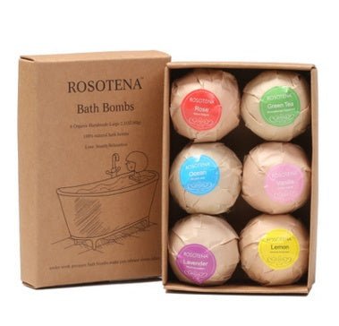 6 pcs Organic Bath Bombs Bubble Bath Mint Lavender Rose Scented - Sweet Essencebath bombs